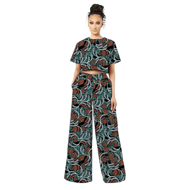 Summer Women African Clothes Mini Tops Patch Pants Nigerian Print Lady's Ankara Outfits Festival Customized Occasion Wear