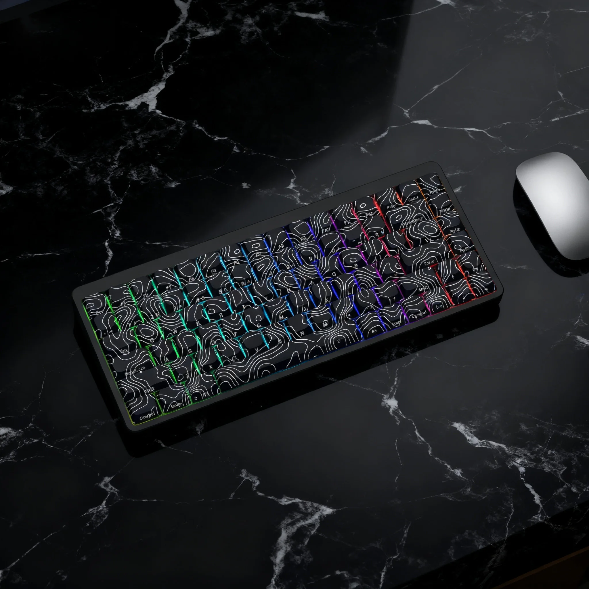 120-Tasten-Tastenkappe mit niedrigem Profil, schwarze Contour-Farbsublimations-PBT-Tastenkappen für mechanische MX-Switch-Tastatur