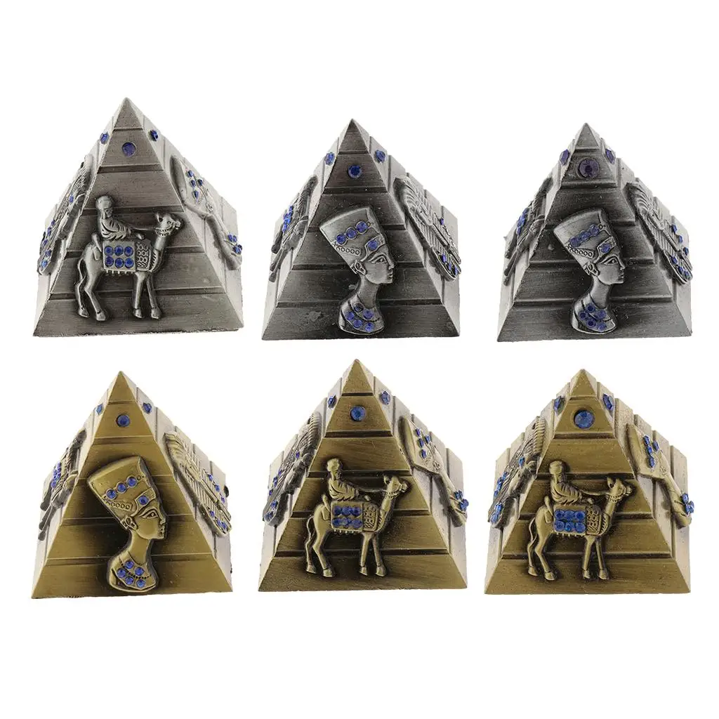 Antique Alloy Pyramid Statue Egyptian Pyramid Figurine Collectible Metal Ornament for Desktop Home Decor