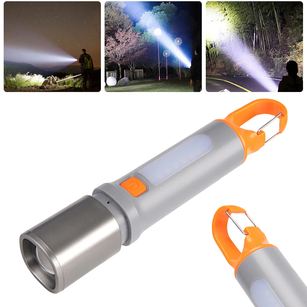 

XPE+COB LED Camping Powerful Flashlight USB Charging Zoomable Emergency Lantern Mini Portable Torch for Outdoor Hiking Fishing