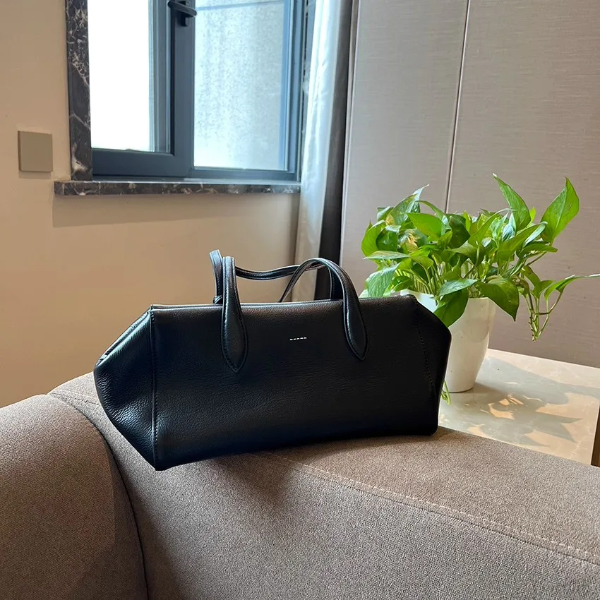 

First-Layer Soft Cowhide Large-Capacity Bag for Women, Genuine Leather Shoulder Bag, Underarm Boston Bag