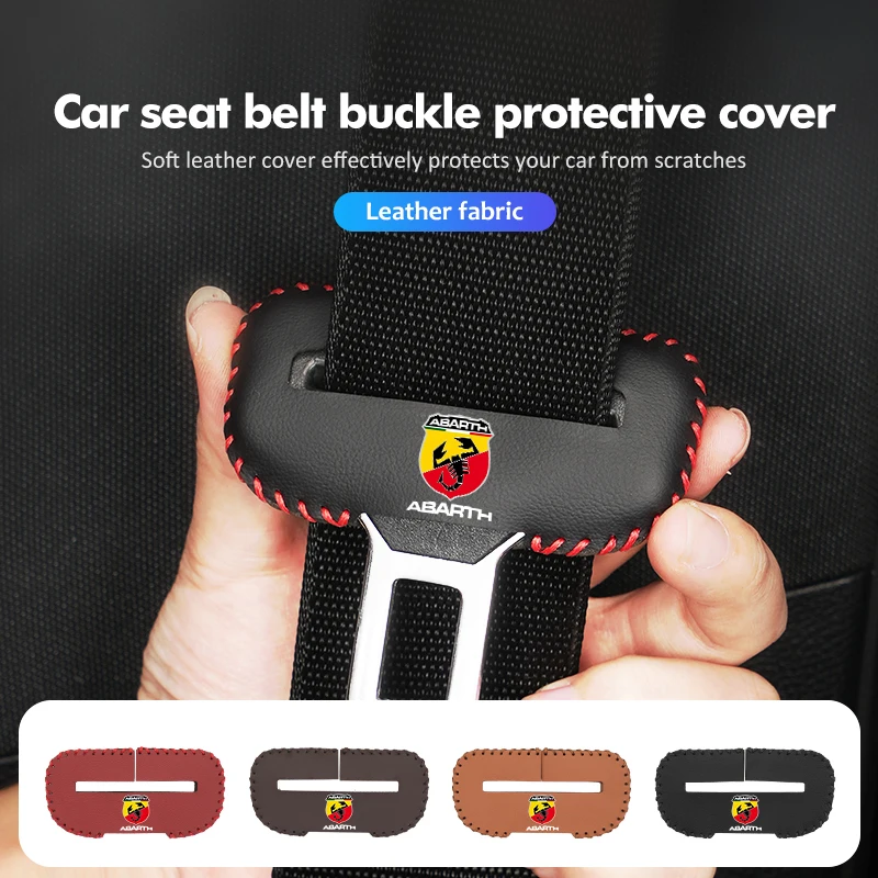 Car Seat Leather Seatbelt Belt Clip Protector Buckle Plug Cover For Abarth Stilo Ducato Palio Bravo Linea Doblo 500 Grande Tipo