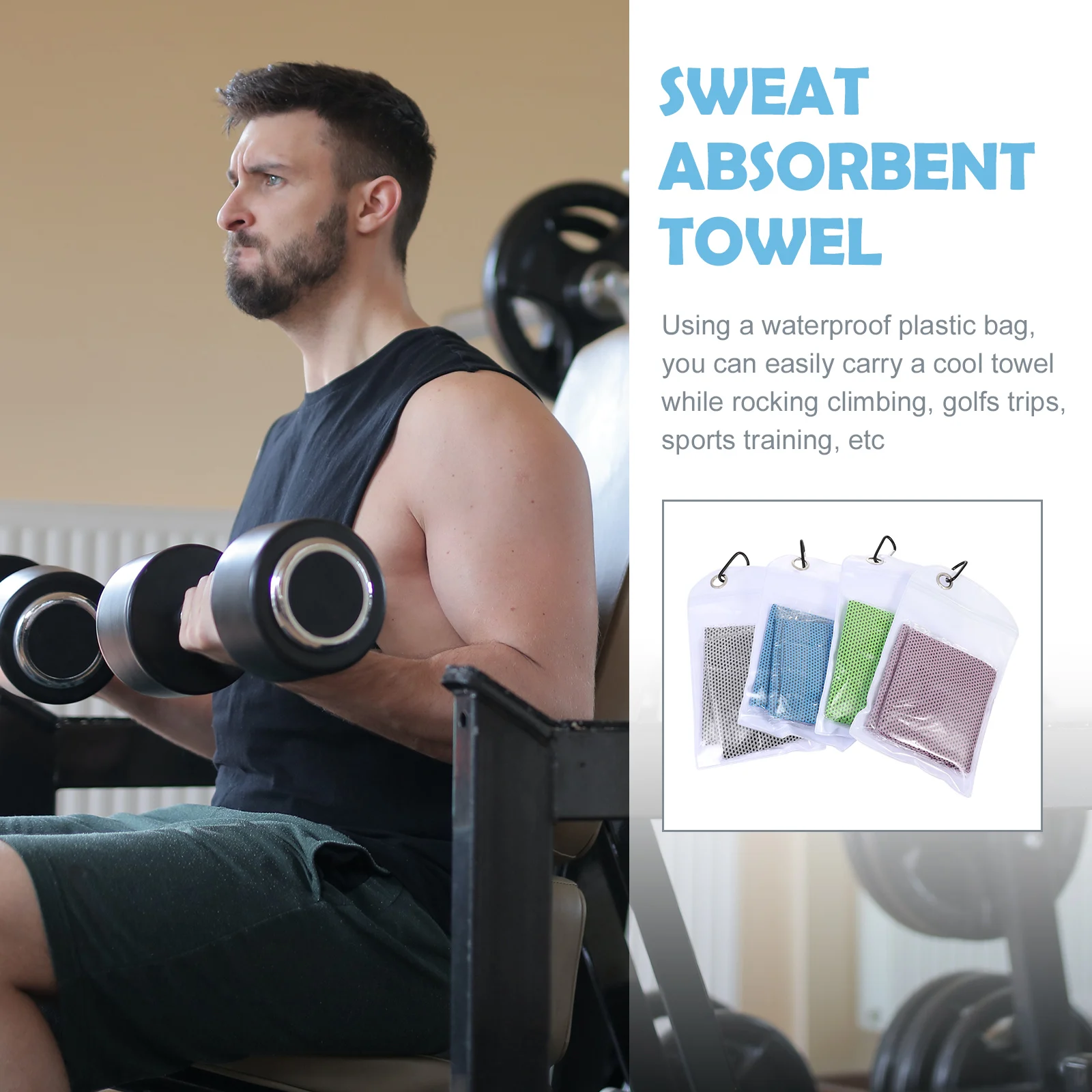 

4pcs Cooling Towels 80% Polyester Fiber Super Absorbent Sports Towel for Yoga Golf Tennis Fitness Outdoor Activities