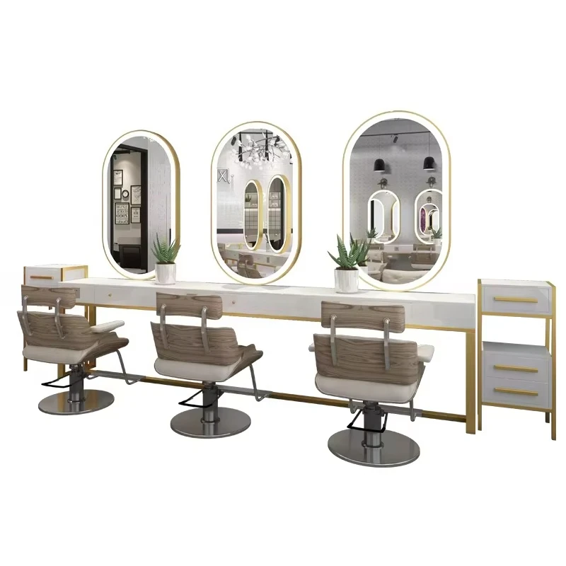 Modern European Style Large Full Length Barber Salon Furniture Makeup Hairdressing LED Beauty Salon Mirror