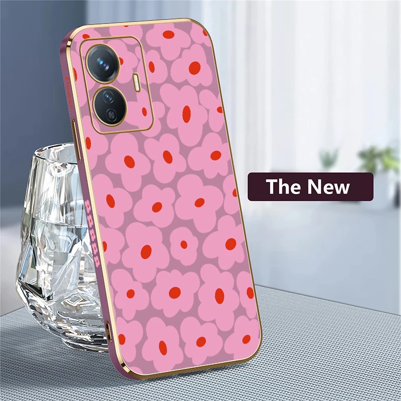 เคสโทรศัพท์ลายชุบ สำหรับ Vivo U20 U10 Z5i Z3i Z3X Z3 Z1i Z1x T1 Pro สีชมพู ลายดอกไม้ ซิลิโคน ฝาหลัง