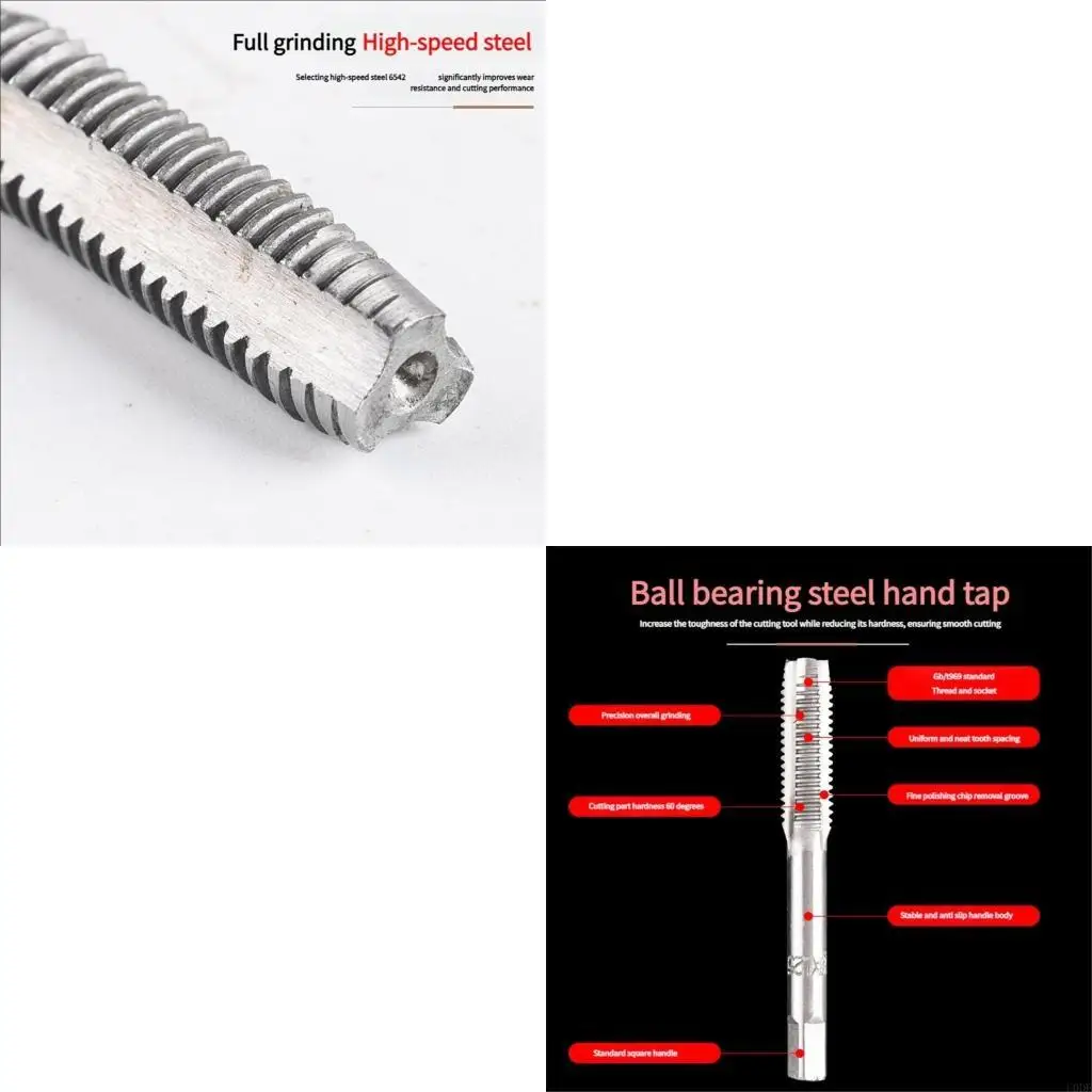   5Piece Straight Thread Tap Set Heat Treated Construction Enhances Durability