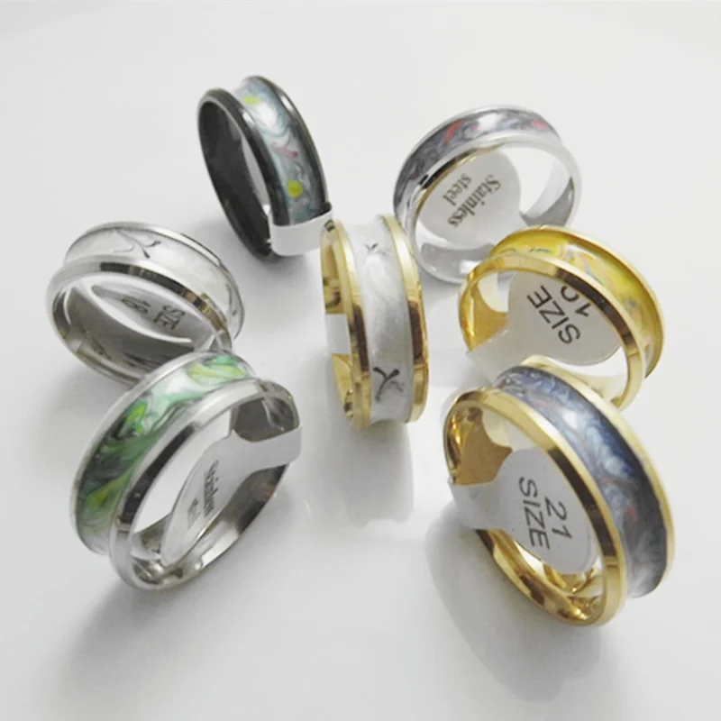 Wholesale 36 pcs 8mm hand-painted oil multi-color mixed stainless steel Couple Rings