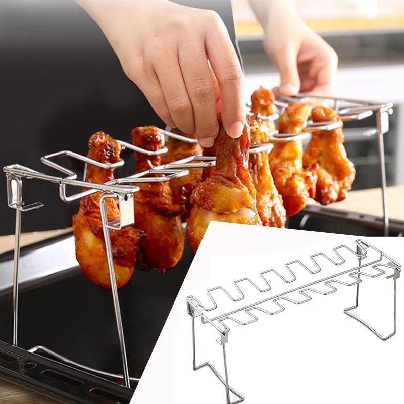 

1 шт., барбекю, говядина, куриное крыло, ножка, гриль, стойка для приготовления пищи, антипригарная нержавеющая сталь, барабанная палочка для барбекю, духовка, жаровня, подставка