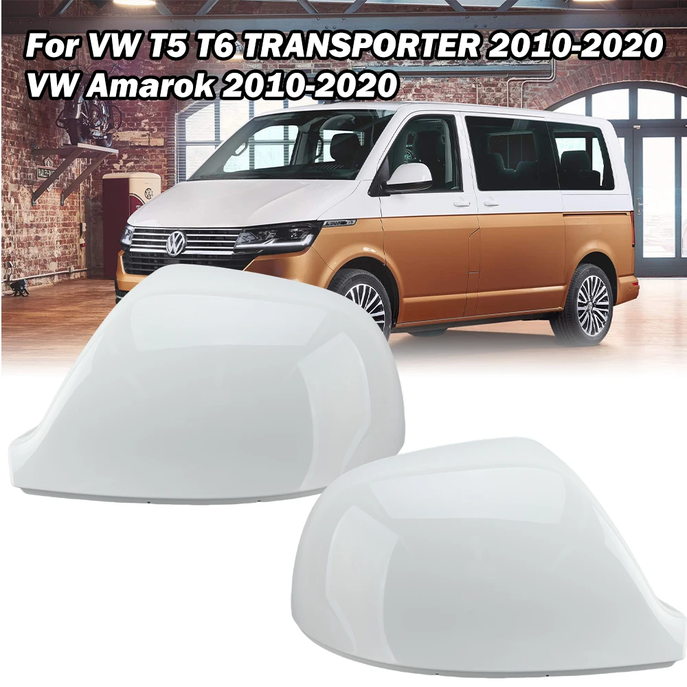 Door Rearview Mirror Cover Caps For VW T5 T6 TRANSPORTER VW Amarok 2010-2020 White With Buckle Side Mirror Cover Cap Accessories