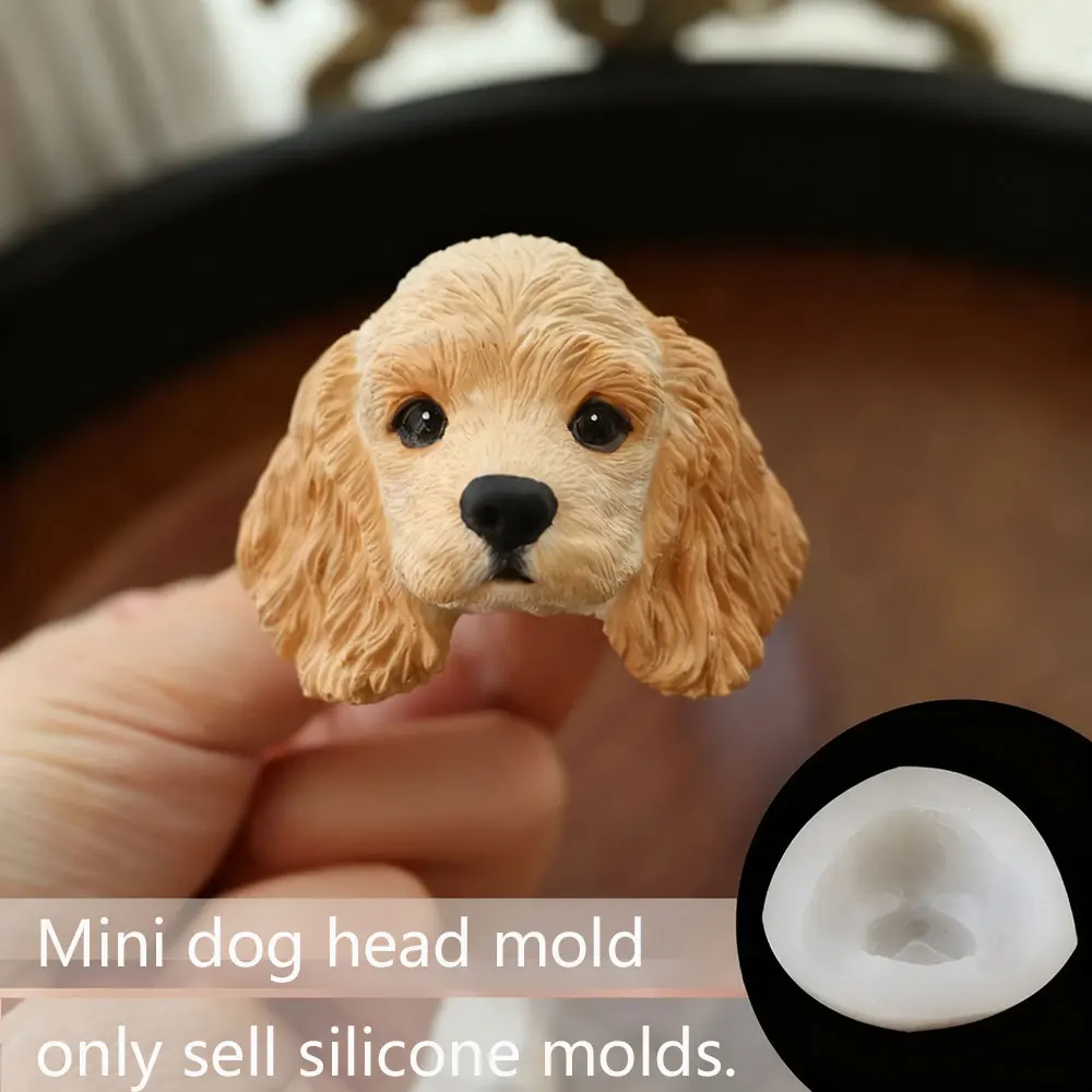 Cocker Spaniel Animal Head Silicone Mold DIY Pet Dog Souvenir Plaster Making, Fondant Clay Mold Puppy