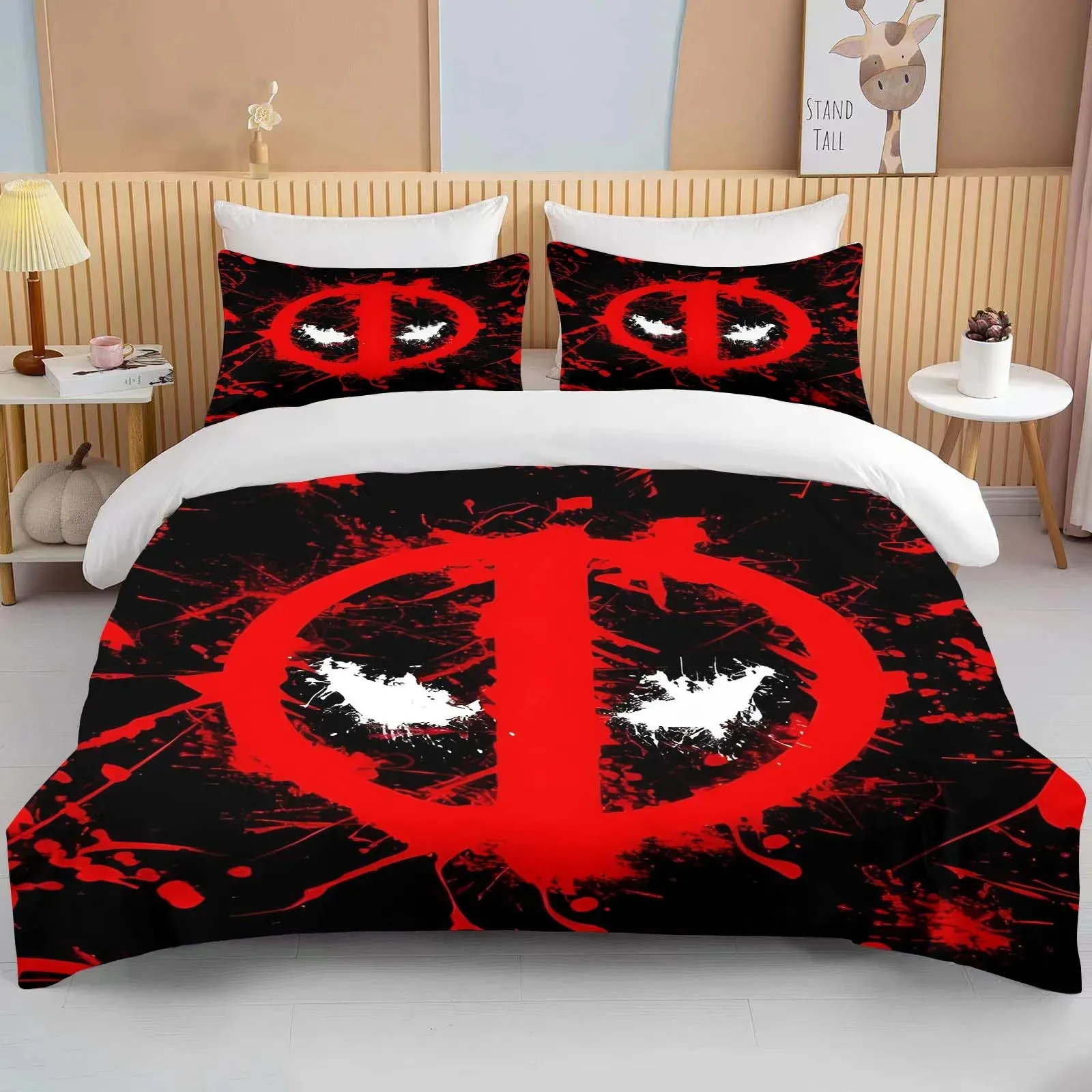 Deadpool Disney Bedding Duvet Cover, Boy Duvet Cover Bedding Set, Superhero Print comforter sets Pillowcase Gift