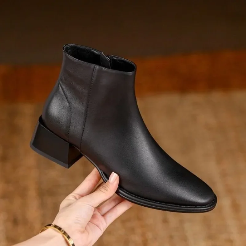 Women Ankle Boots Thick Heels Short Boot Fashion Winter Shoes Women Ins Autumn Daily Office Lady Footwear Size 34-40