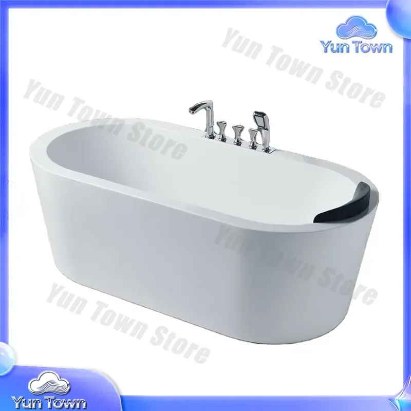 Large Oval Shape Bath Tub for Bathroom Shower Standing Soaking Bathtub Solid Surface White Bathtub 180cm for Modern Luxury