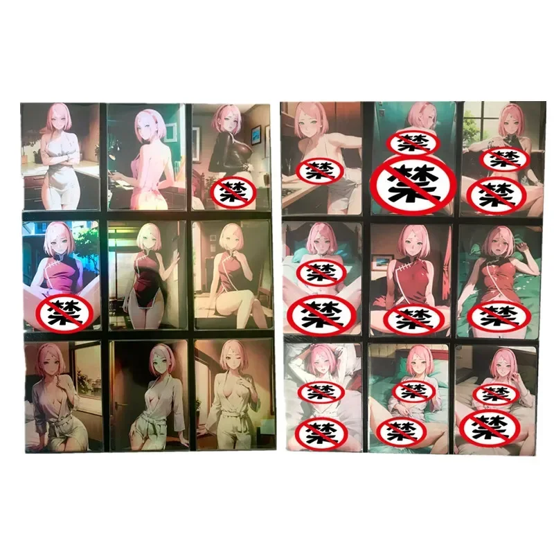 9szt/zestaw Anime Naruto Haruno Sakura ACG Cheongsam Sexy Nude Card Hobby Toy Classic Game Gift Collection Card