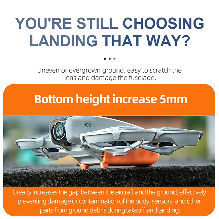 1pc Lightweight Battery Protective Case Bottom Protector Landing Gear Body Color/Orange For DJI NEO