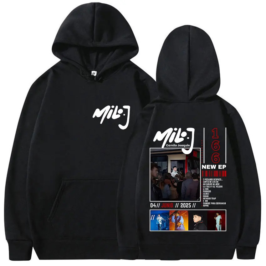 래퍼 마일로 J 166 신상 앨범 2025 프린트 후디 남성 고딕 의류 풀오버 스웨트셔츠 남성 힙합 패션 오버사이즈 후디