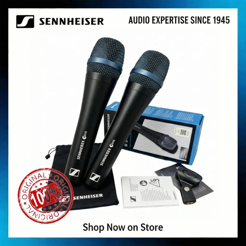 Microfone Original Sennheiser E945 2PCS, Microfone Dinâmico Profissional com Formato em Coração, Microfone de Mão