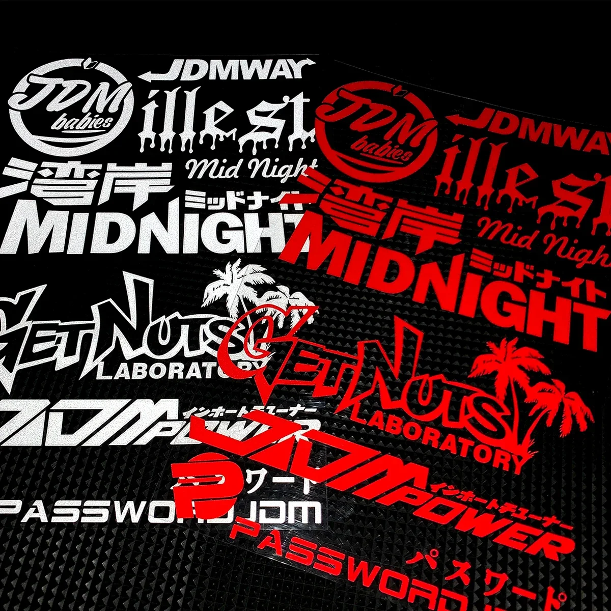 JDM Midnight Reflective Stickers Motorcycle Body Windshield Helmet Visor Car Auto Moto Decals Accessories For Voge YAMAHA Honda