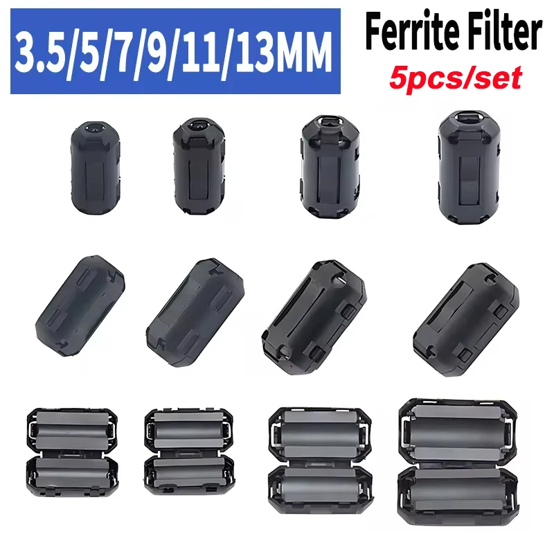 Anti-interference Snap Ferrite Filter For Cable Ferrite Core Choke Clip EMC Inner Diameter 3.5/5/7/9/11/13MM Degaussing Filter