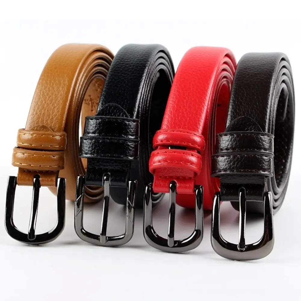 High Quality Women Belts Solid Color Fashion Thin Metal Buckle Lady Waistband Simple Style Waist Strap Jeans Pants