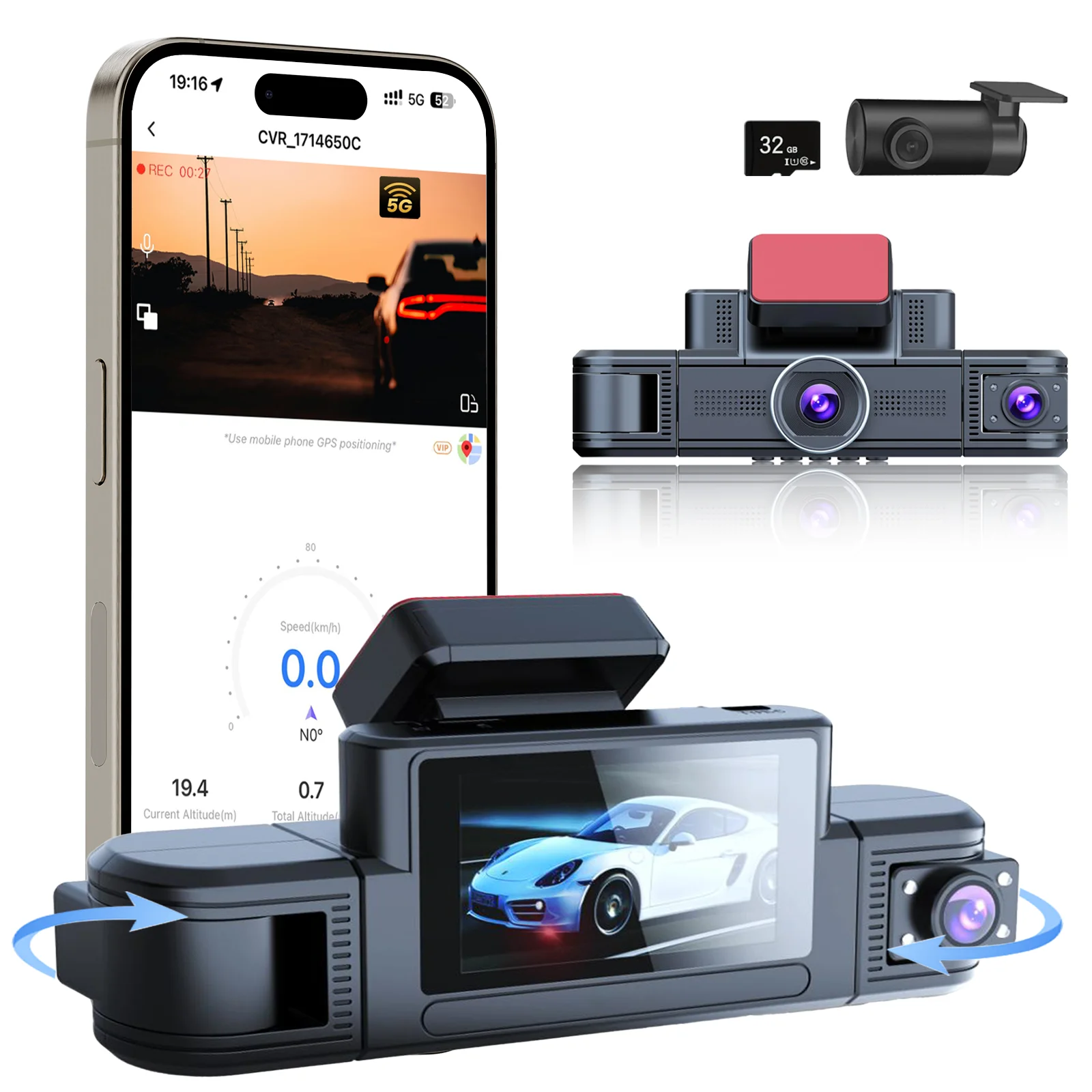 

HD 2K Car Dash Cam 4 Channel Black Box WiFi Driving Camera Front Left Right Rear Night Vision Loop Recording