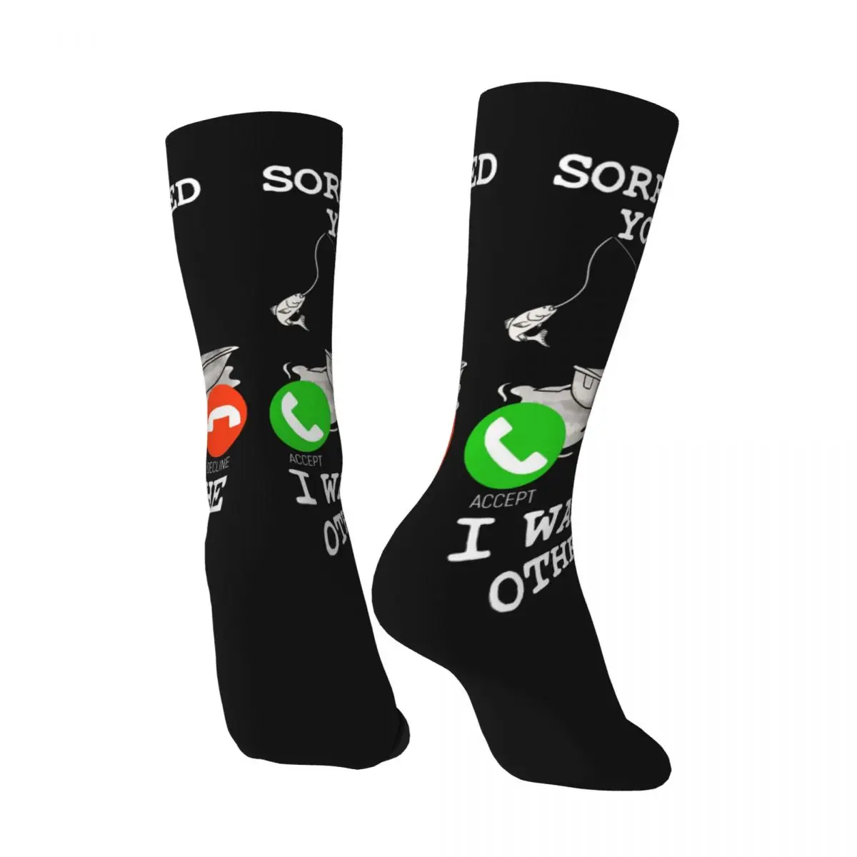 Hip Hop Vintage Fishing Funny Quote Crazy Men's compression Socks Unisex Harajuku Pattern Printed Funny Novelty Happy Crew Sock