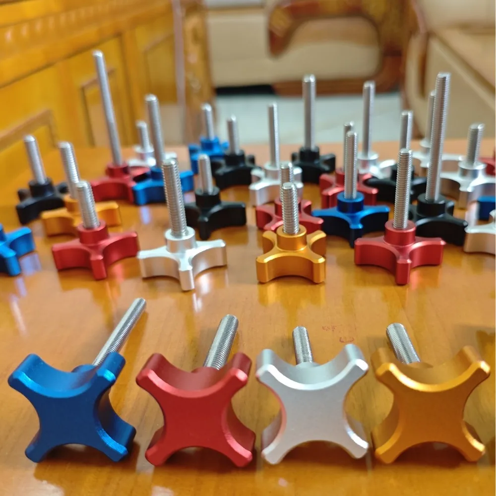 Aluminum Alloy Handle Plum Blossom Bolt M5 M6 M8 M10 20/30/40/60mm Knob Fastening Screw Rust Resistant Stainless Steel Thread