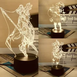 Genshin Impact Game Figure Acrylic Board Luminous Base For Kid Night Light Anime Led 3D Lamp Christmas Decor Gift Raiden Shogun