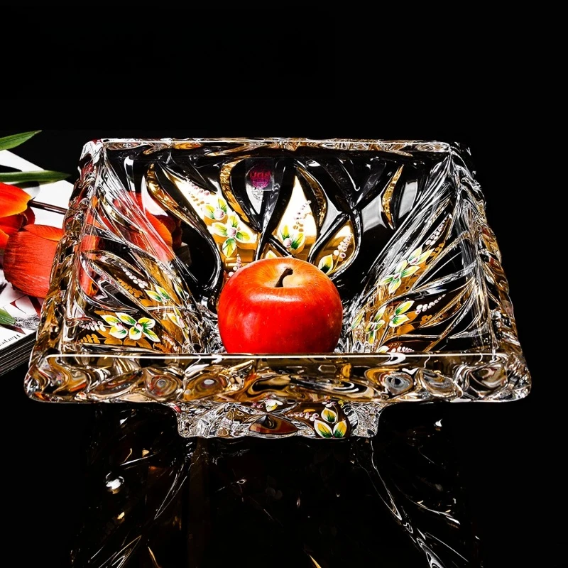 Crystal glass gold-painted fruit plate fruit plate, fruit pot fruit bucket home decoration housewarming gift