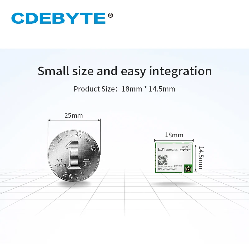 CDEBYTE E01-2G4M27SX nRF24L01P 2.4GHz internal PA LNA 4km SMD 27dbm GFSK SPI wireless module