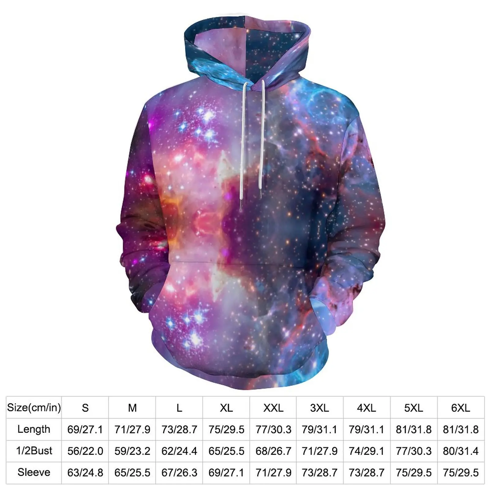 Super Galaxy Sky Loose Hoodies Colorful Space Print Casual Hoodie Man Long Sleeve Kawaii Graphic Hooded Sweatshirts Big Size 5XL