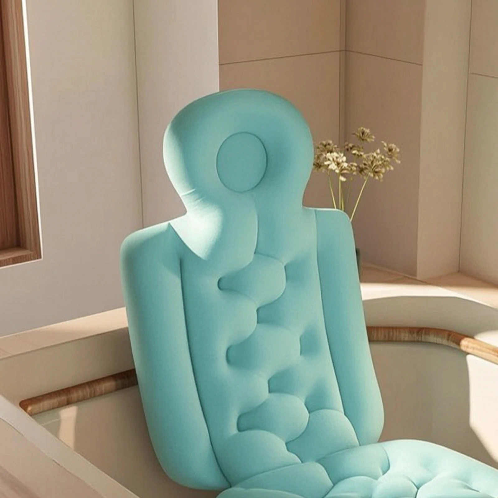 Bath Cushion with Backrest Skin-Friendly Full Body Bath Pillow Bathtub Mattress Cushion Supportive One-Piece for Adults