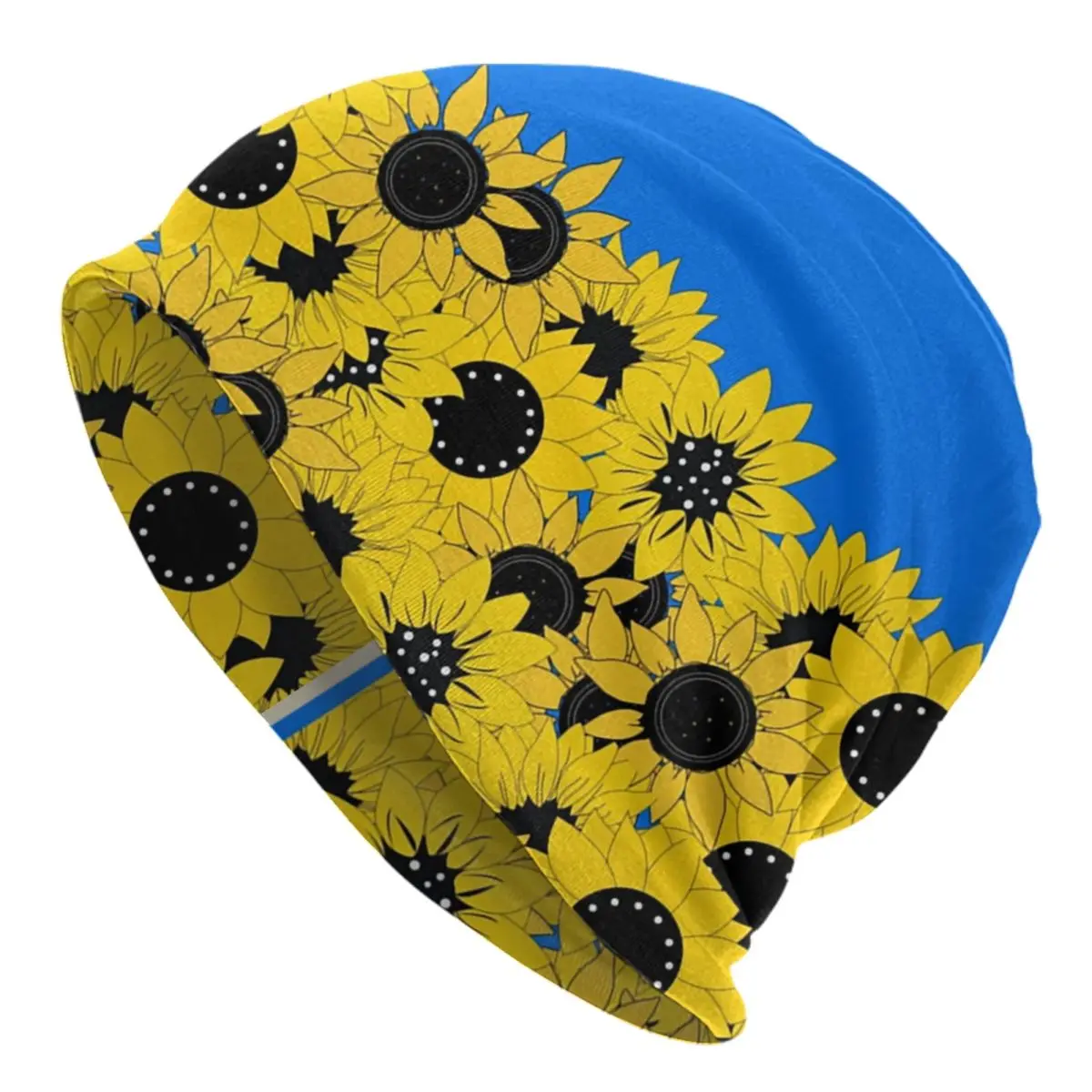 

Blue Sunflower Printed Skullies Beanies Caps Streetwear Winter Warm Men Women Knit Hats Adult Unisex Ukraine Flag Bonnet Hats