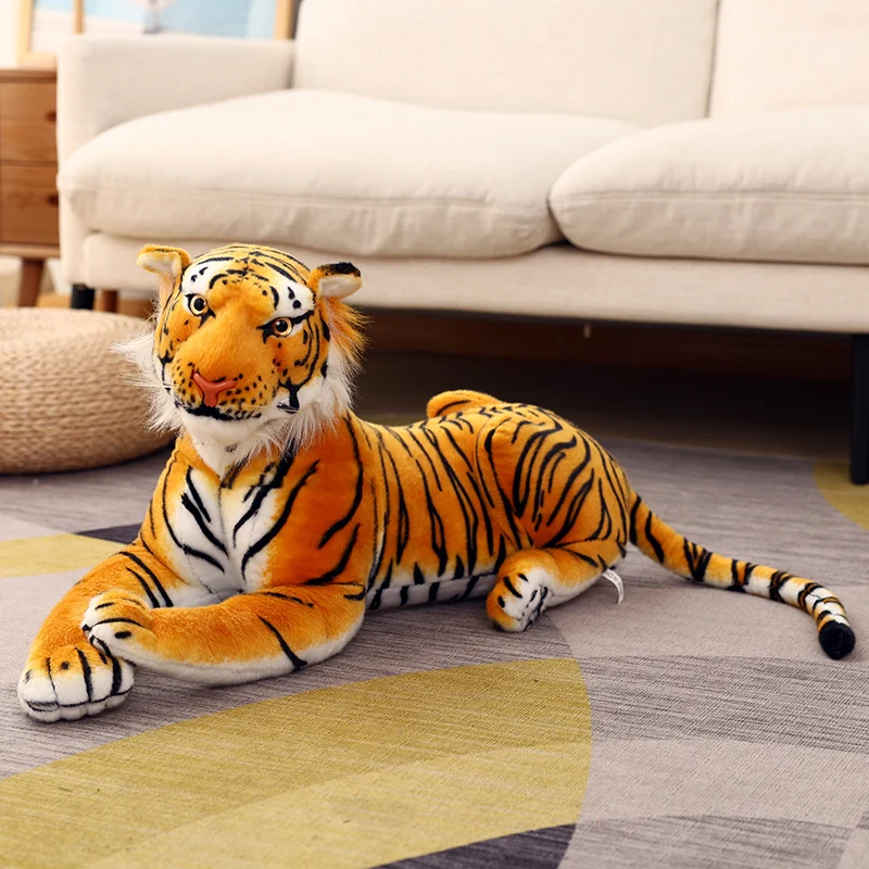 50-110cm High Quality Lifelike Tiger Plush Toys Soft Wild Animals Simulation White Yellow Tiger Doll Children Kids Birthday Gift