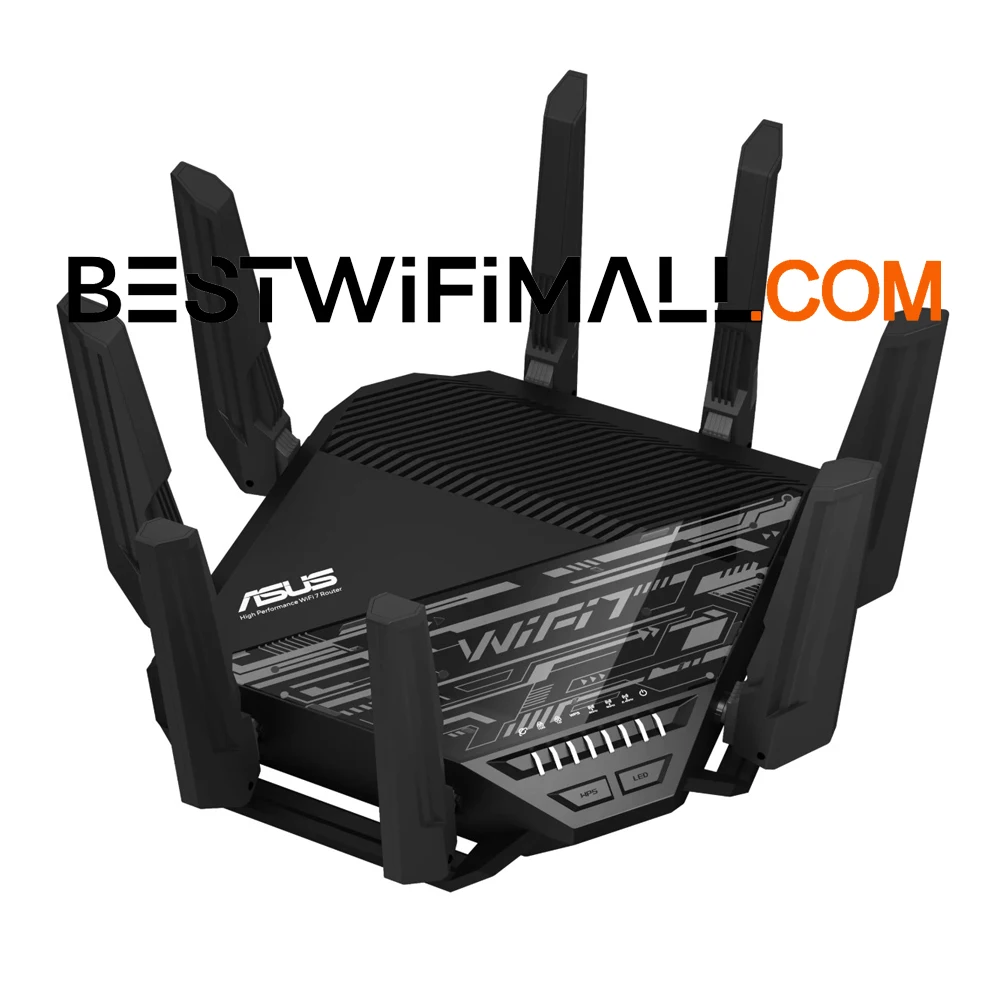 

ASUS RT-BE96U BE19000 Tri-Band WiFi 7 Router 320MHz Bandwidth 4096-QAM Multi-Link Operation (MLO), Dual 10G Ports AiMesh