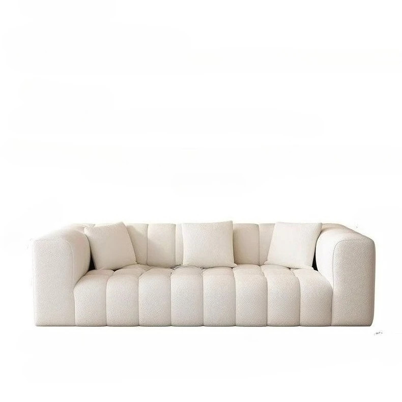 

Cream wind lamb wool sofa, simple fabric apartment