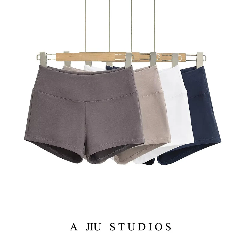 

Женские спортивные шорты с высокой талией для фитнеса и йоги, эластичные, утягивающие, укороченные, из смесового хлопка, для улицы