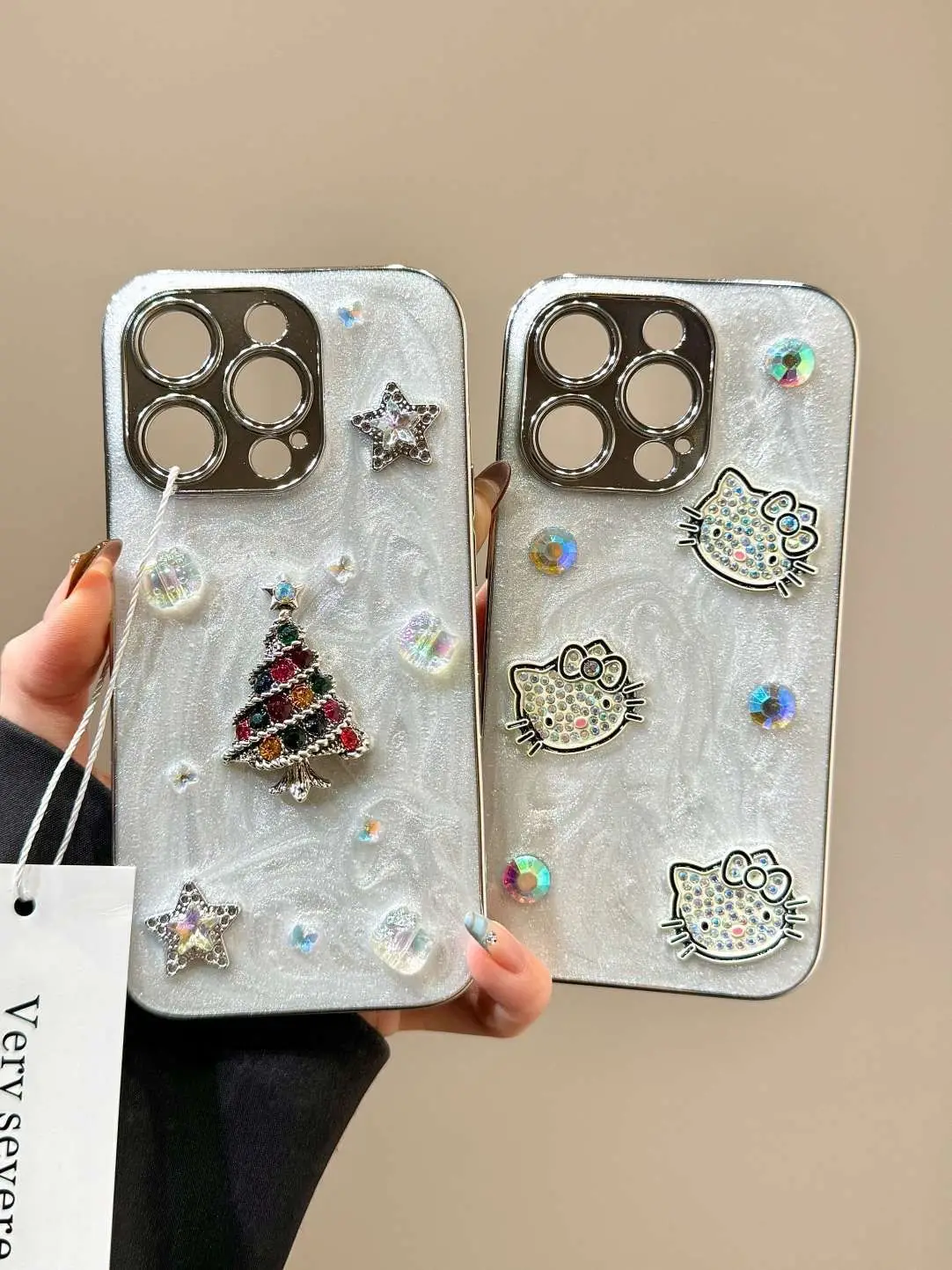 

Чехол для iPhone Sanrio Hello Kitty, универсальный чехол с милым мультяшным трехмерным рождественским елкой для iPhone 13, 14, 15, 16 Pro Max