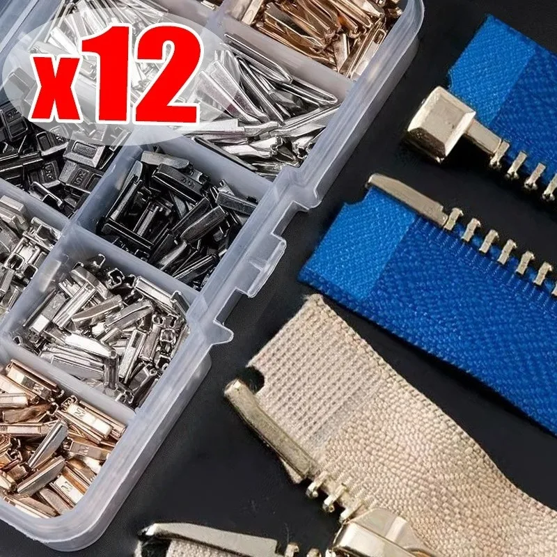 12PCS DIY Zipper Fix Kit Replacement Heads Zipper Repair Tools Set for Coat Jeans Bag Handmake Home Sewing DIY Craft Accessories
