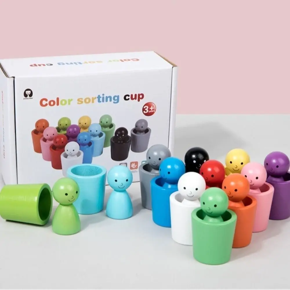 Copo de classificação de cores de bola de arco-íris, motor fino, bonecas de madeira montessori, brinquedo de madeira, jogos de correspondência, aprendizagem de bebês, brinquedos de cores
