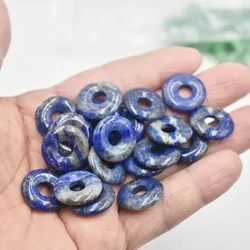 Fashion good quality Assorted natural stone gogo donut charms pendants beads 18mm for jewelry making Wholesale 12pcs/lot free