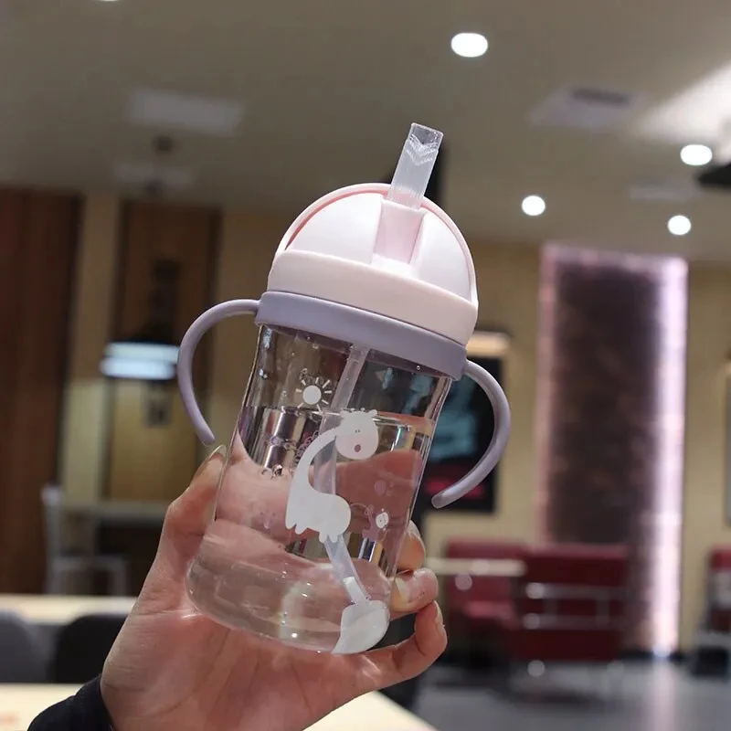 250ml Children's Drinking Cup Baby Gravity Ball Straw Cup Anti Choking Baby Handle Water Bottle Drop Resistant Kettle