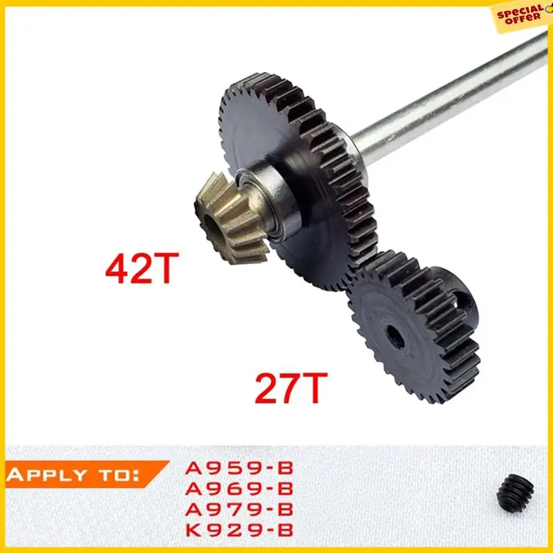 A25P Main Axle Central Drive Shaft With 27T Motor Gear Set RC Car Upgrade Parts As Shown Metal For Wltoys A959-B A969-B A979-B K