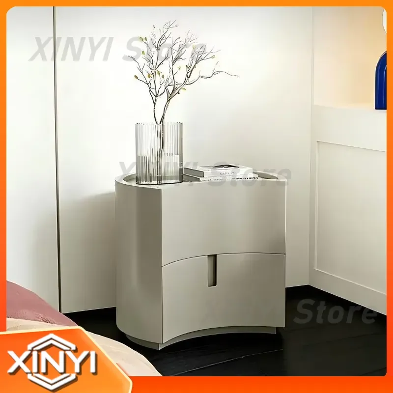 for Italian-style Round Bedside Table for Modern Bedroom Minimalist Luxury Storage Cabinet High-end Designer Nightstand Small