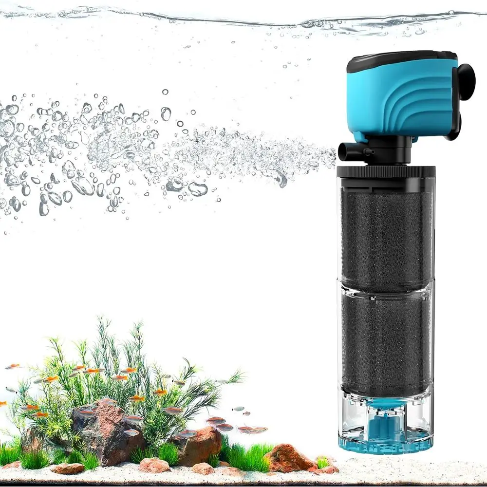

Auloee Internal Aquarium ilter, Upgraded 50–150 Gallon ish Tank ilter with ish Guard, 450GPH Submersible Whisper Pump or Turtle