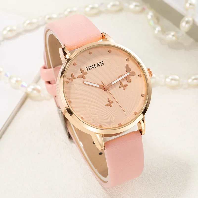 Elegant Simple Butterfly Design Dial Ladies Watches Women Fashion Luxury Dress Watch Casual Woman Quartz Leather Clock 2022