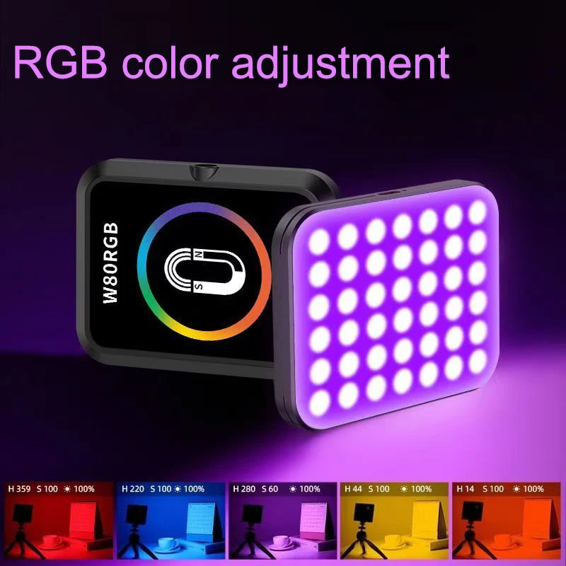 Mini Magnetic Phone Selfie RGB Lights 1800mAh Rechargeable Rotatable 3 Color Modes Adjustable Brightness Photography Fill Light