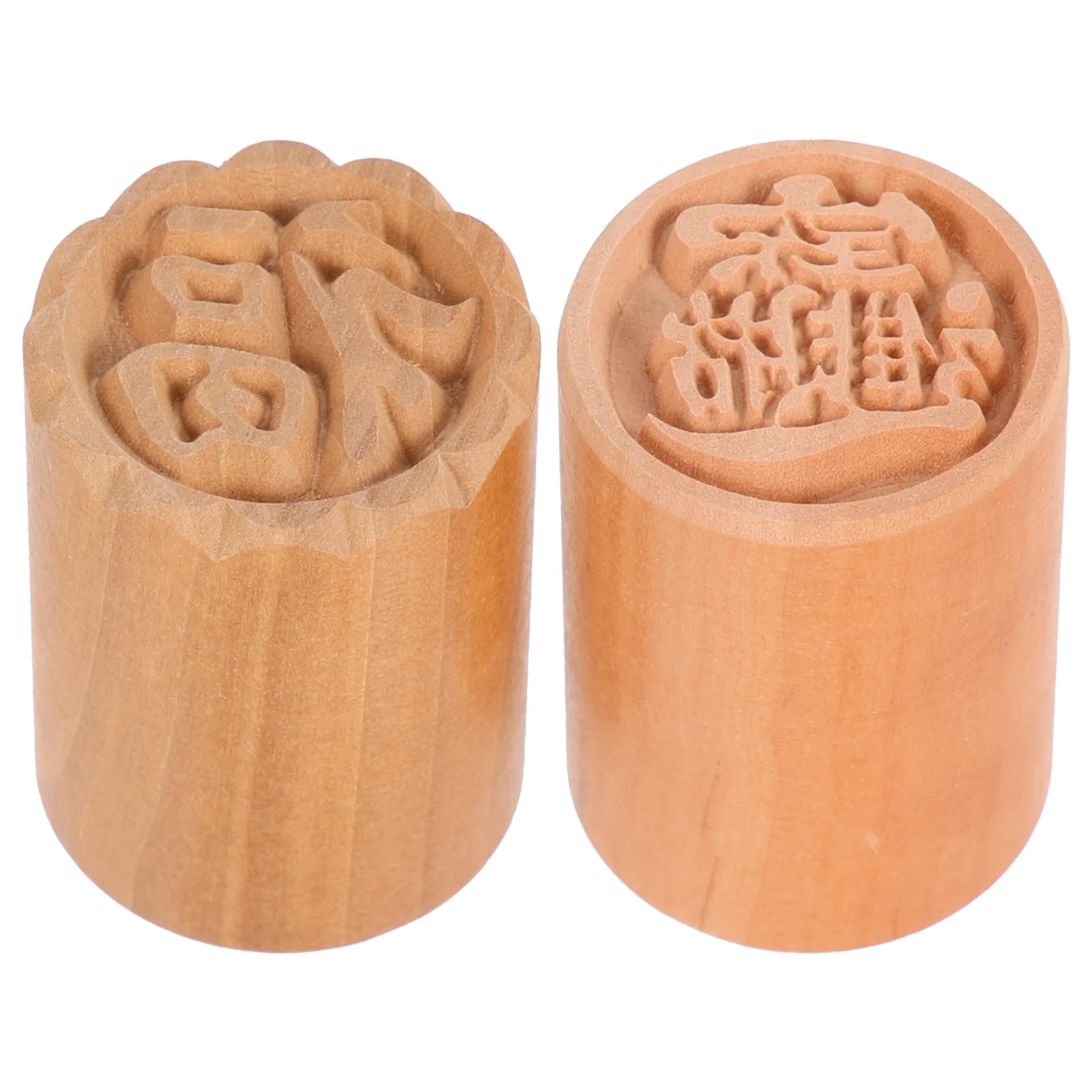 

2 Pcs Moon Cake Stamp Cookies Press Decorating Tools Mold Wood Pastry Biscuits