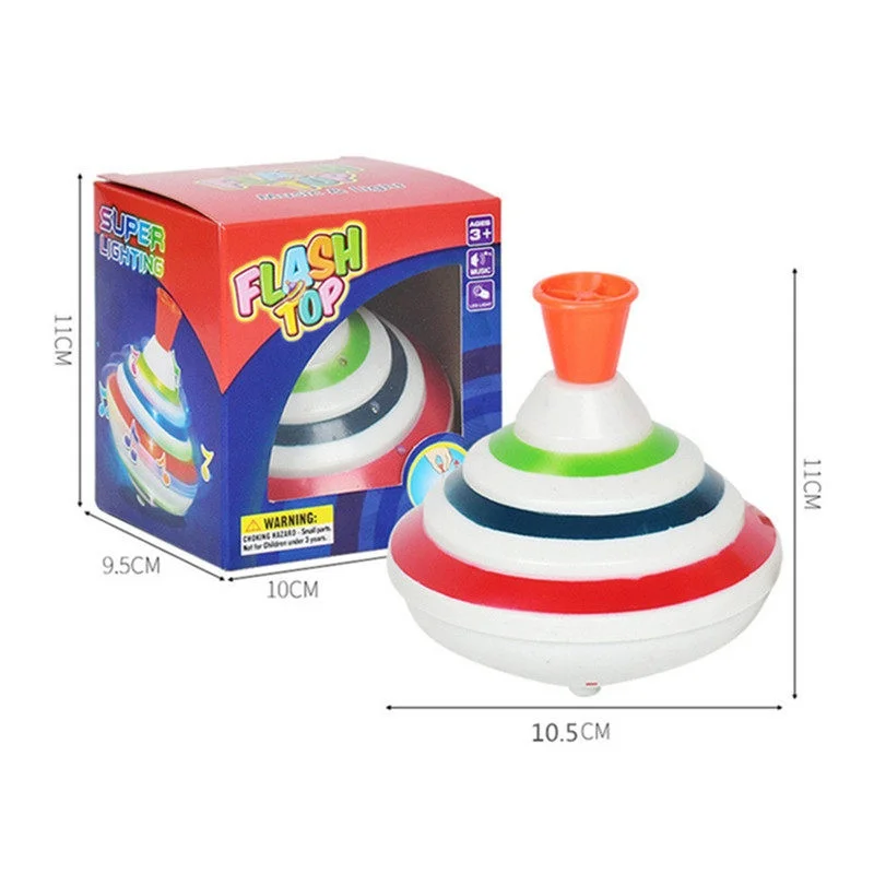 Spinning Top Manual Press Colorful Flashing Lights Musical Interactive Educational Toy With Sound Effects