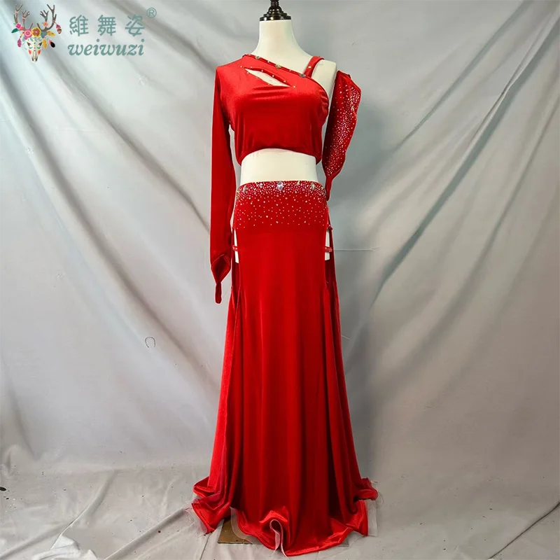 

Belly Dance Set Customized Luxury Rhinestone Top+sexy Fish Tail Long Skirt 2pcs Oriental Dance Professional Performance Costume